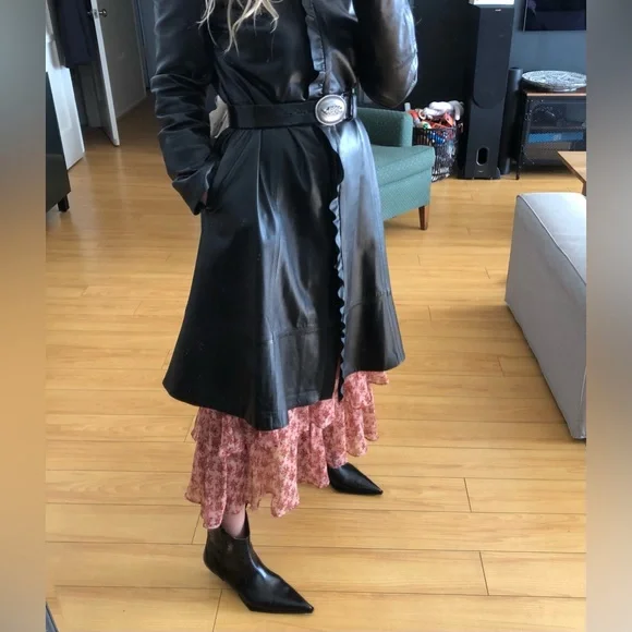 Exclusive Limited Edition Leather Ruffled Coat/dress.